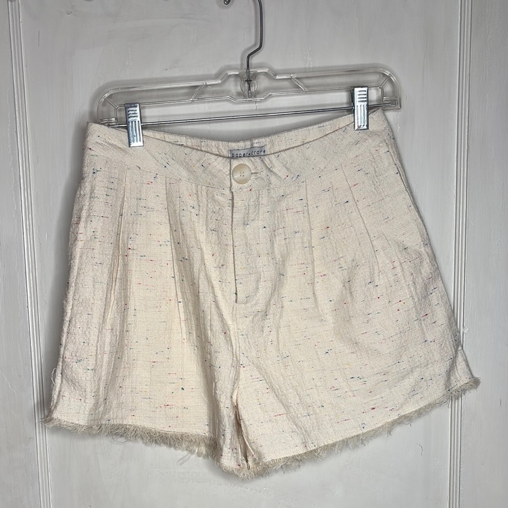 Paper Crane Cream Speckled High Waist Shorts Brand New Medium